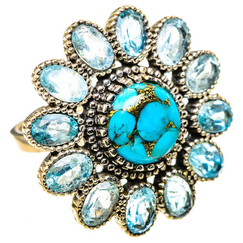 Blue Copper Composite Turquoise Rings handcrafted by Ana Silver Co - RING128407 - Photo 2