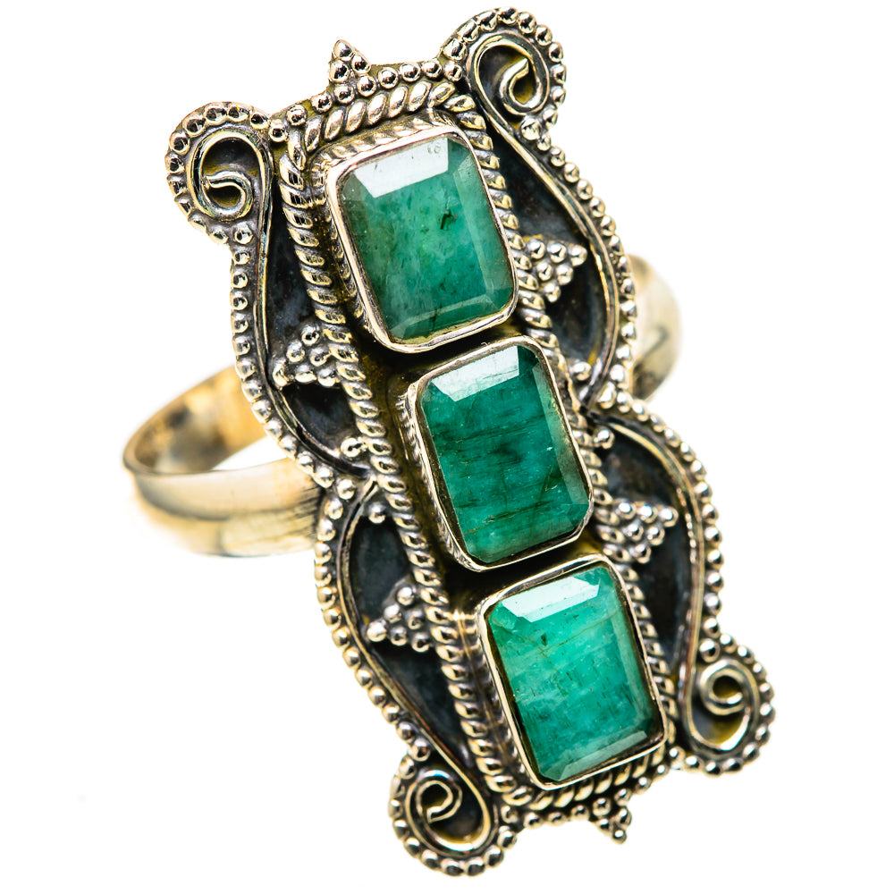 Zambian Emerald Rings handcrafted by Ana Silver Co - RING128410 - Photo 2