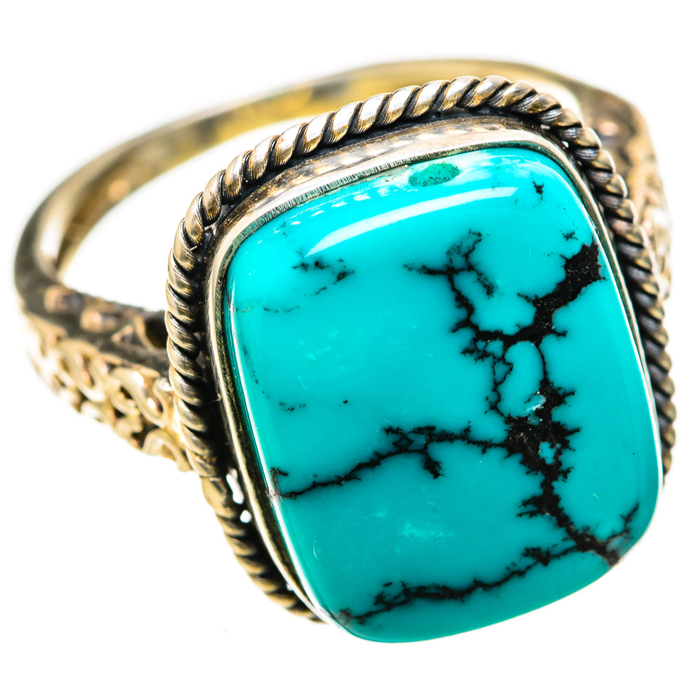 Tibetan Turquoise Rings handcrafted by Ana Silver Co - RING128421 - Photo 2