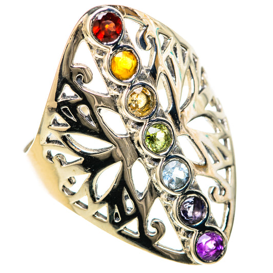 Multi-Stone Rainbow Chakra Rings handcrafted by Ana Silver Co - RING128440 - Photo 2