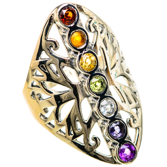 Multi-Stone Rainbow Chakra Rings handcrafted by Ana Silver Co - RING128441 - Photo 2