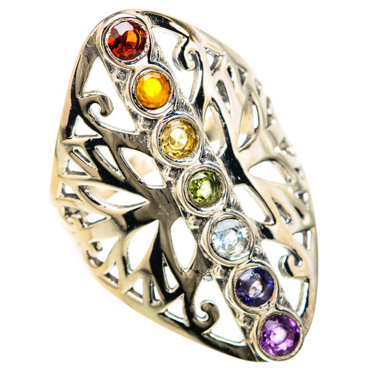Multi-Stone Rainbow Chakra Rings handcrafted by Ana Silver Co - RING128468 - Photo 2