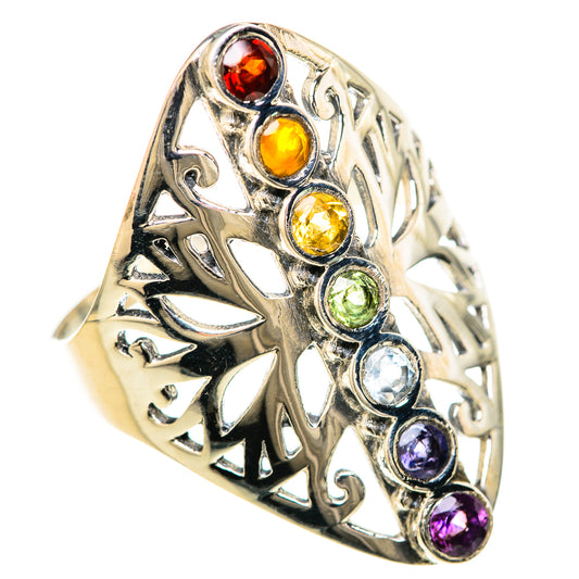 Multi-Stone Rainbow Chakra Rings handcrafted by Ana Silver Co - RING128469 - Photo 2