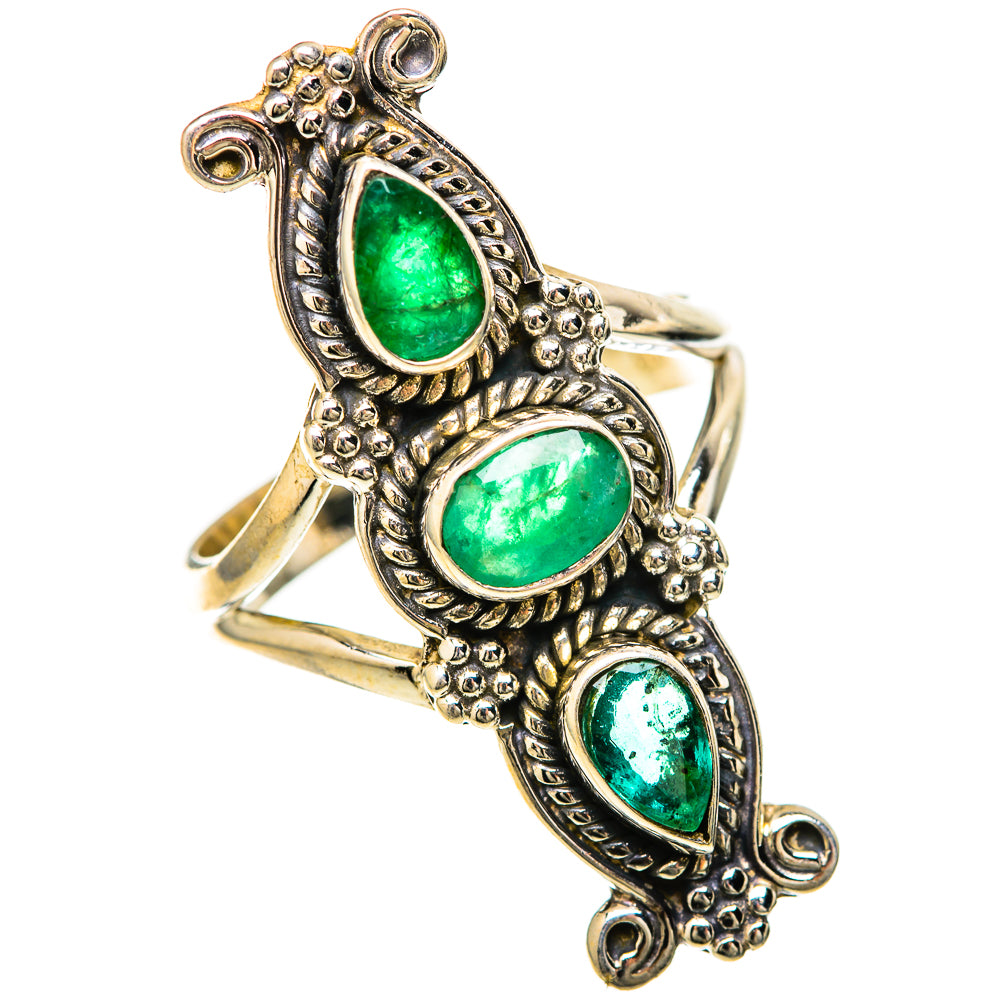 Zambian Emerald Rings handcrafted by Ana Silver Co - RING128483 - Photo 2