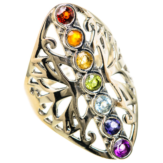 Multi-Stone Rainbow Chakra Rings handcrafted by Ana Silver Co - RING128493 - Photo 2