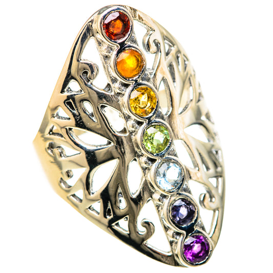 Multi-Stone Rainbow Chakra Rings handcrafted by Ana Silver Co - RING128494 - Photo 2