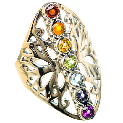 Multi-Stone Rainbow Chakra Rings handcrafted by Ana Silver Co - RING128494 - Photo 2