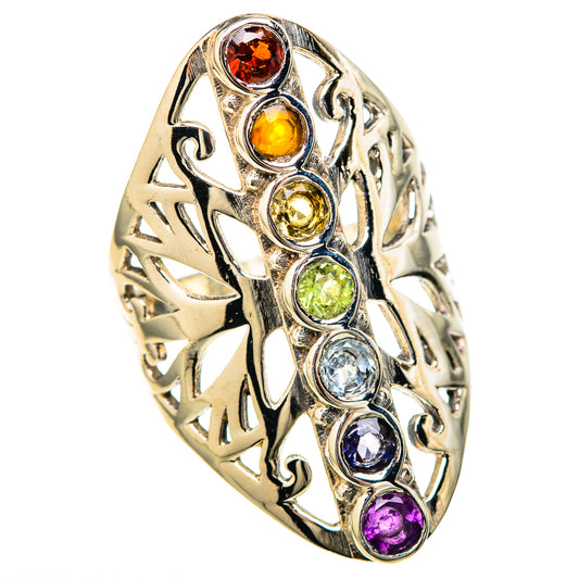 Multi-Stone Rainbow Chakra Rings handcrafted by Ana Silver Co - RING128518 - Photo 2