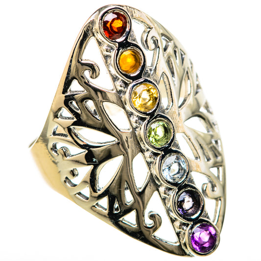 Multi-Stone Rainbow Chakra Rings handcrafted by Ana Silver Co - RING128519 - Photo 2
