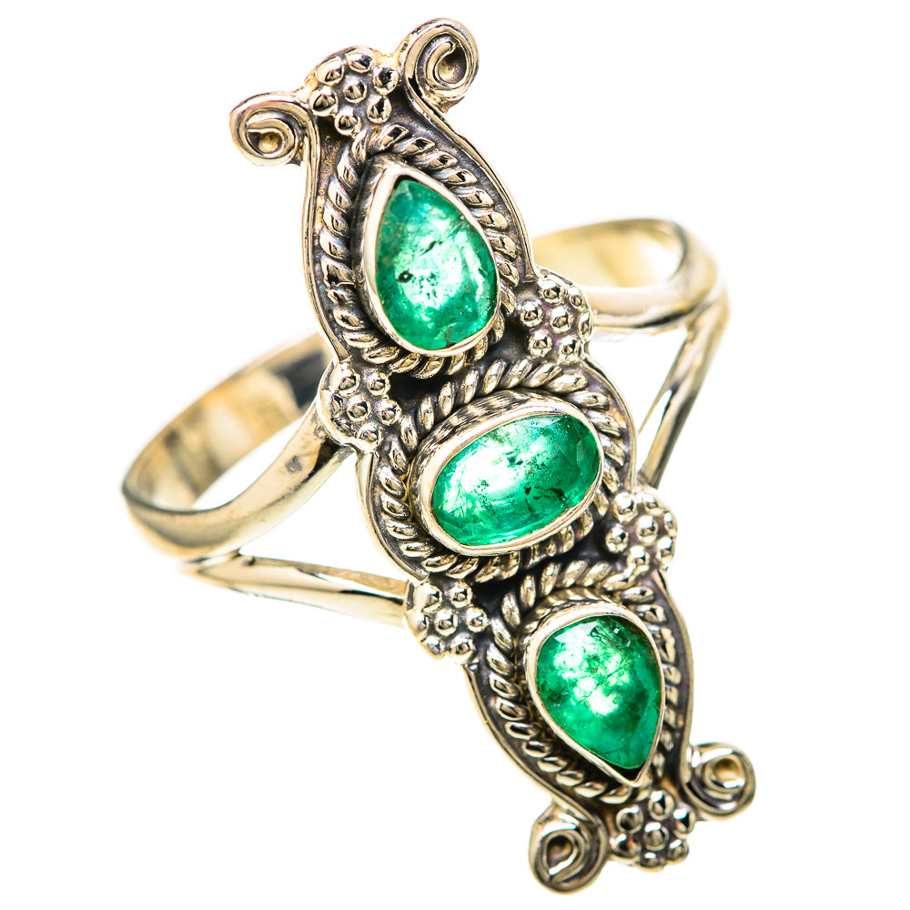 Zambian Emerald Rings handcrafted by Ana Silver Co - RING128537 - Photo 2