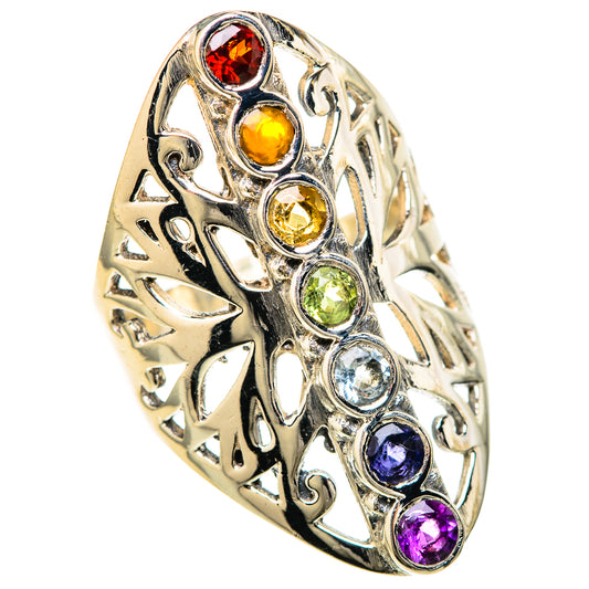 Multi-Stone Rainbow Chakra Rings handcrafted by Ana Silver Co - RING128539 - Photo 2