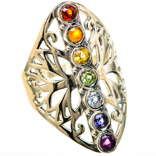 Multi-Stone Rainbow Chakra Rings handcrafted by Ana Silver Co - RING128540 - Photo 2