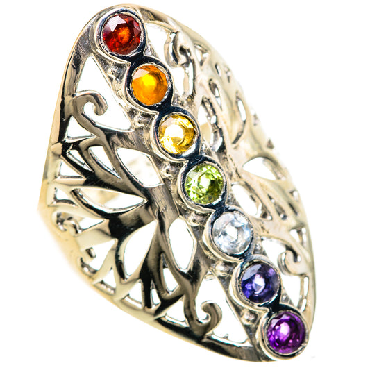 Multi-Stone Rainbow Chakra Rings handcrafted by Ana Silver Co - RING128561 - Photo 2