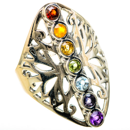 Multi-Stone Rainbow Chakra Rings handcrafted by Ana Silver Co - RING128562 - Photo 2