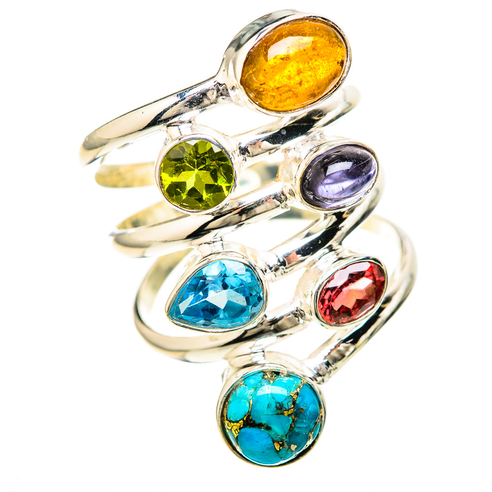 Blue Copper Composite Turquoise Rings handcrafted by Ana Silver Co - RING128619 - Photo 2