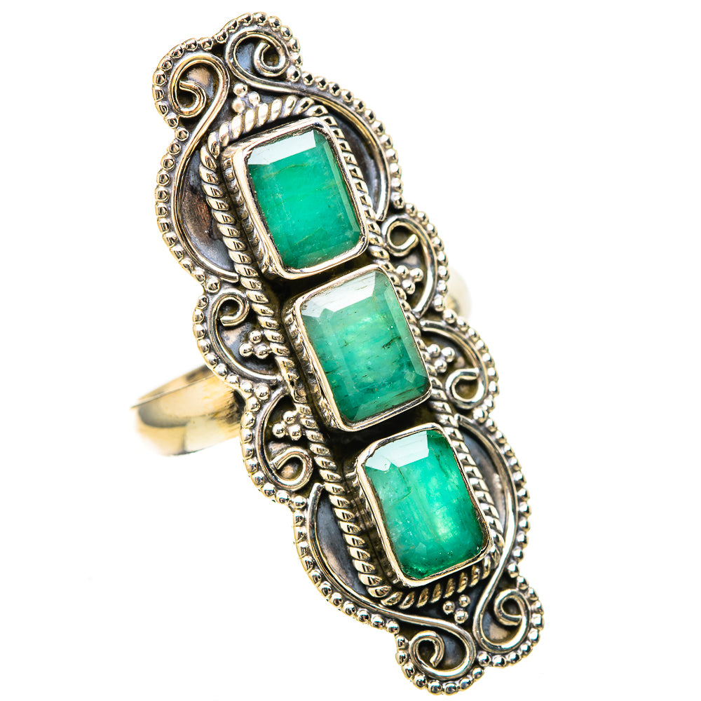 Zambian Emerald Rings handcrafted by Ana Silver Co - RING128628 - Photo 2