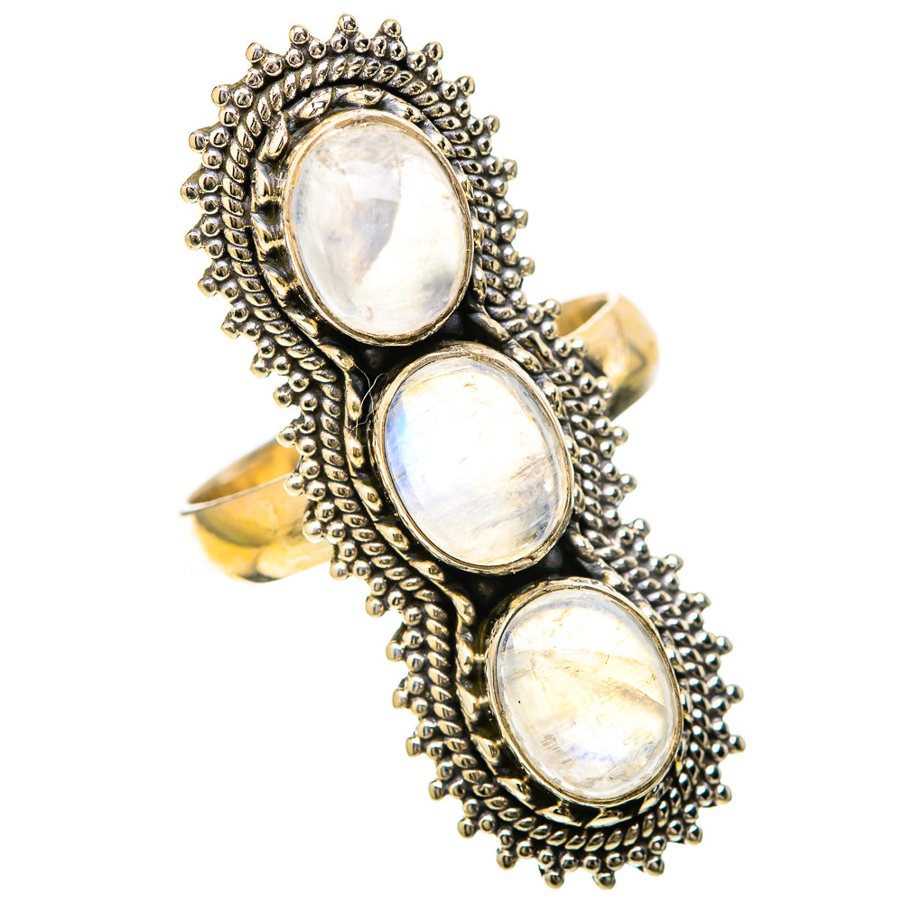 Rainbow Moonstone Rings handcrafted by Ana Silver Co - RING128646 - Photo 2