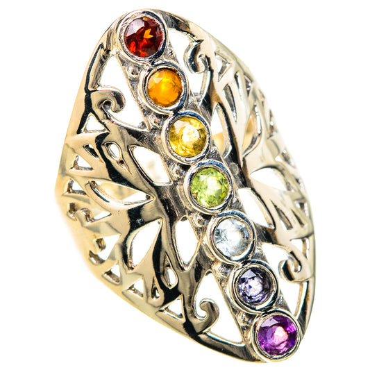 Multi-Stone Rainbow Chakra Rings handcrafted by Ana Silver Co - RING128656 - Photo 2