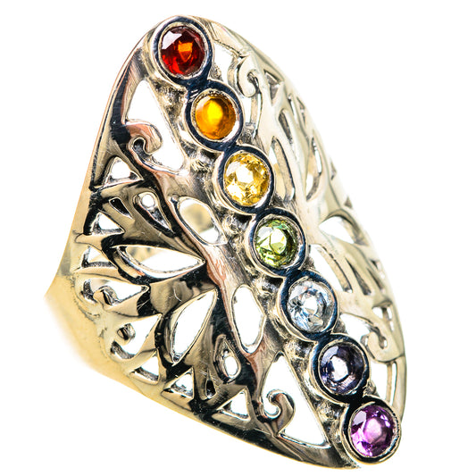 Multi-Stone Rainbow Chakra Rings handcrafted by Ana Silver Co - RING128657 - Photo 2