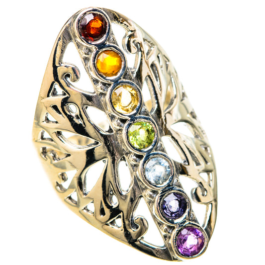Multi-Stone Rainbow Chakra Rings handcrafted by Ana Silver Co - RING128675 - Photo 2
