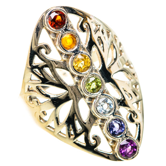 Multi-Stone Rainbow Chakra Rings handcrafted by Ana Silver Co - RING128676 - Photo 2