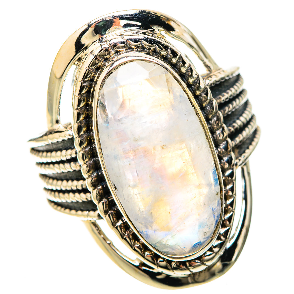 Rainbow Moonstone Rings handcrafted by Ana Silver Co - RING128677 - Photo 2