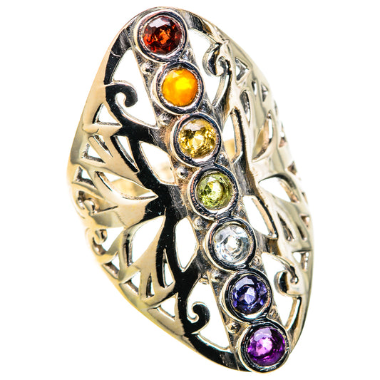 Multi-Stone Rainbow Chakra Rings handcrafted by Ana Silver Co - RING128701 - Photo 2