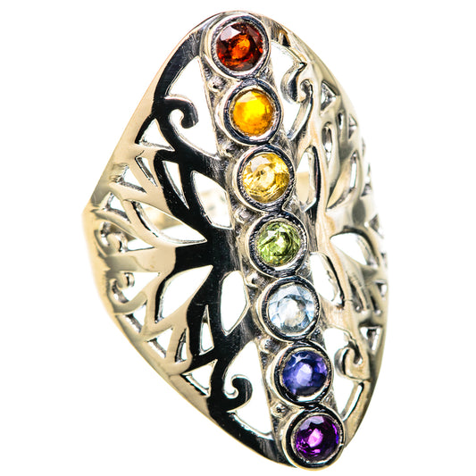 Multi-Stone Rainbow Chakra Rings handcrafted by Ana Silver Co - RING128702 - Photo 2