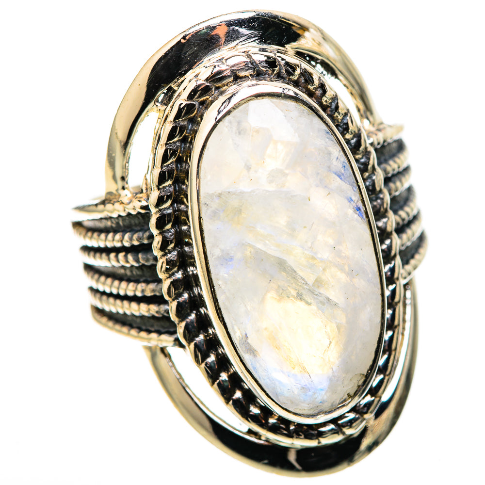Rainbow Moonstone Rings handcrafted by Ana Silver Co - RING128723 - Photo 2