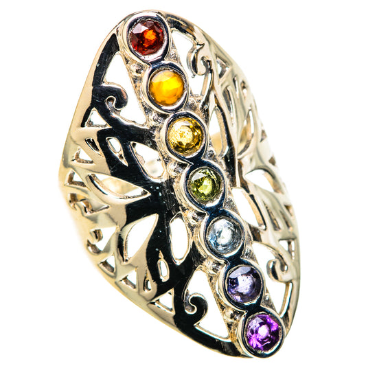 Multi-Stone Rainbow Chakra Rings handcrafted by Ana Silver Co - RING128724 - Photo 2