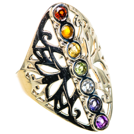 Multi-Stone Rainbow Chakra Rings handcrafted by Ana Silver Co - RING128725 - Photo 2