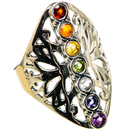 Multi-Stone Rainbow Chakra Rings handcrafted by Ana Silver Co - RING128746 - Photo 2
