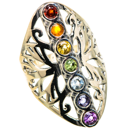 Multi-Stone Rainbow Chakra Rings handcrafted by Ana Silver Co - RING128747 - Photo 2