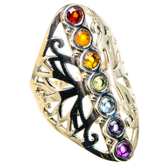 Multi-Stone Rainbow Chakra Rings handcrafted by Ana Silver Co - RING128770 - Photo 2