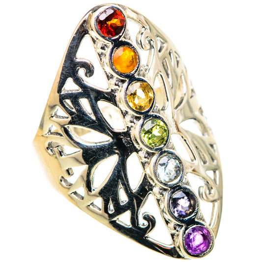 Multi-Stone Rainbow Chakra Rings handcrafted by Ana Silver Co - RING128771 - Photo 2