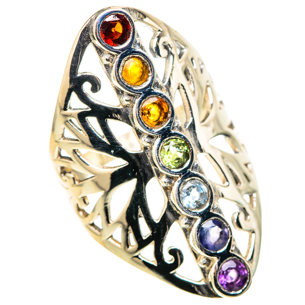 Multi-Stone Rainbow Chakra Rings handcrafted by Ana Silver Co - RING128793 - Photo 2
