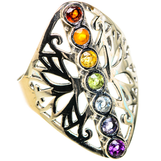 Multi-Stone Rainbow Chakra Rings handcrafted by Ana Silver Co - RING128815 - Photo 2