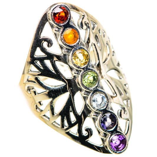 Multi-Stone Rainbow Chakra Rings handcrafted by Ana Silver Co - RING128816 - Photo 2