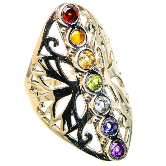 Multi-Stone Rainbow Chakra Rings handcrafted by Ana Silver Co - RING128837 - Photo 2
