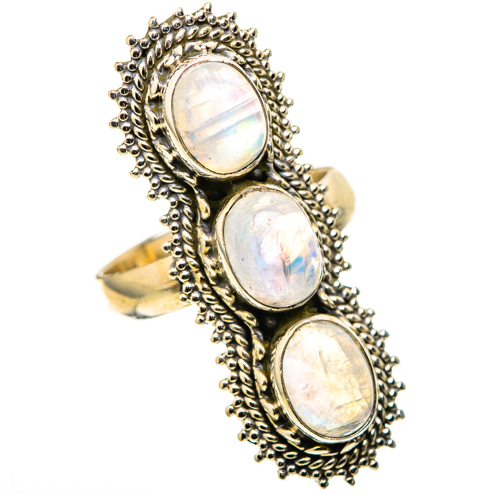 Rainbow Moonstone Rings handcrafted by Ana Silver Co - RING128869 - Photo 2