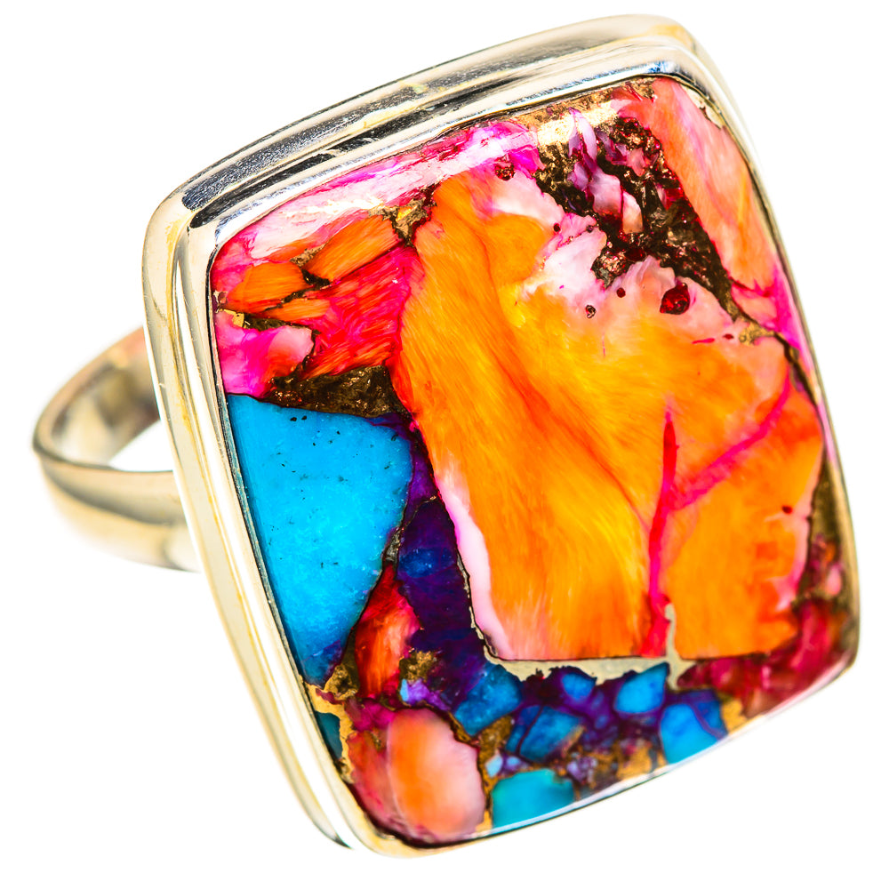 Kingman Pink Dahlia Turquoise Rings handcrafted by Ana Silver Co - RING128872 - Photo 2