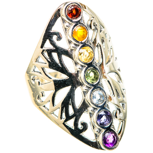 Multi-Stone Rainbow Chakra Rings handcrafted by Ana Silver Co - RING128900 - Photo 2