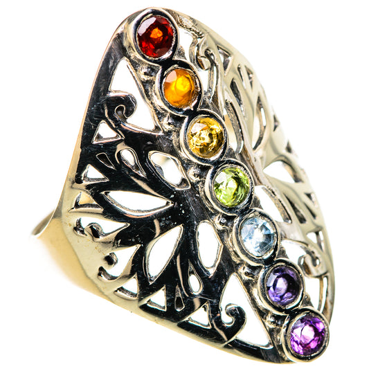 Multi-Stone Rainbow Chakra Rings handcrafted by Ana Silver Co - RING128901 - Photo 2