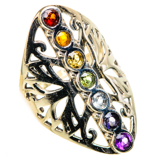 Multi-Stone Rainbow Chakra Rings handcrafted by Ana Silver Co - RING128914 - Photo 2