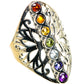 Multi-Stone Rainbow Chakra Rings handcrafted by Ana Silver Co - RING128926 - Photo 2