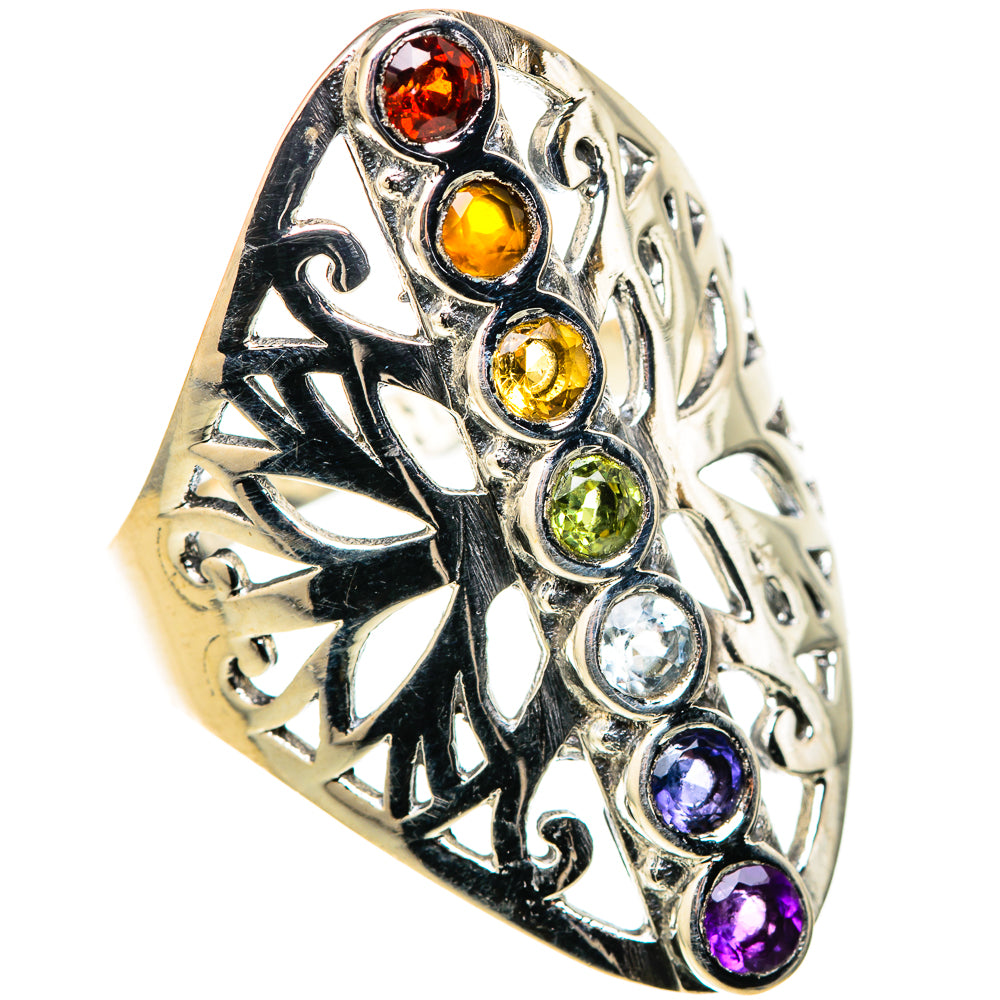 Multi-Stone Rainbow Chakra Rings handcrafted by Ana Silver Co - RING128926 - Photo 2