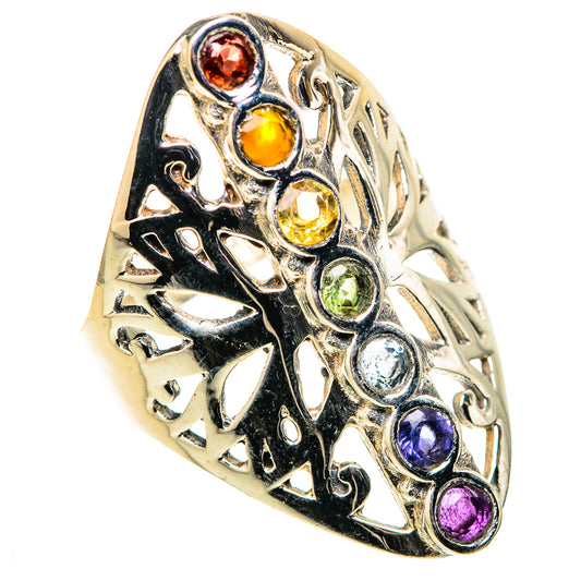 Multi-Stone Rainbow Chakra Rings handcrafted by Ana Silver Co - RING128933 - Photo 2