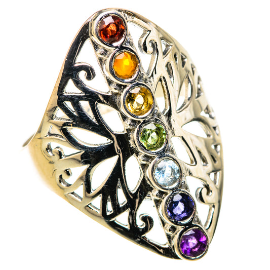 Multi-Stone Rainbow Chakra Rings handcrafted by Ana Silver Co - RING128934 - Photo 2