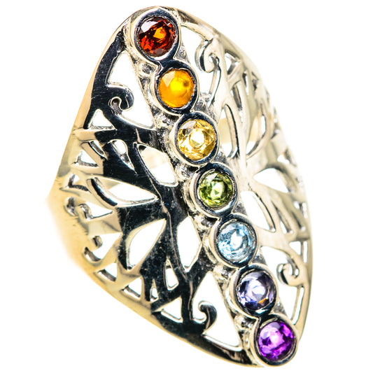 Multi-Stone Rainbow Chakra Rings handcrafted by Ana Silver Co - RING128943 - Photo 2