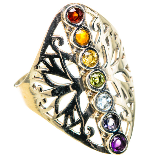 Multi-Stone Rainbow Chakra Rings handcrafted by Ana Silver Co - RING128944 - Photo 2